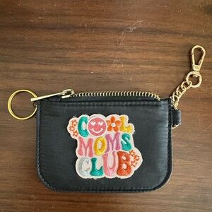 Cute Colorful 'Cool Moms Club' Black Key & Card Holder with Gold Hardware